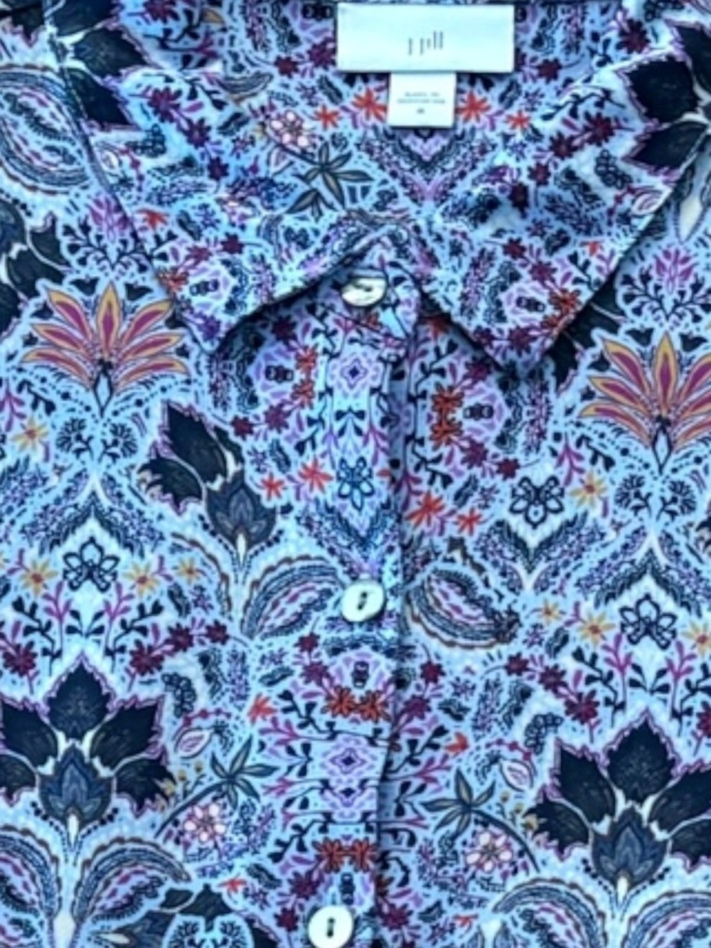 SALE J. Jill Silky Floral Button-Down Blouse – Size Medium - Picture 6 of 8
